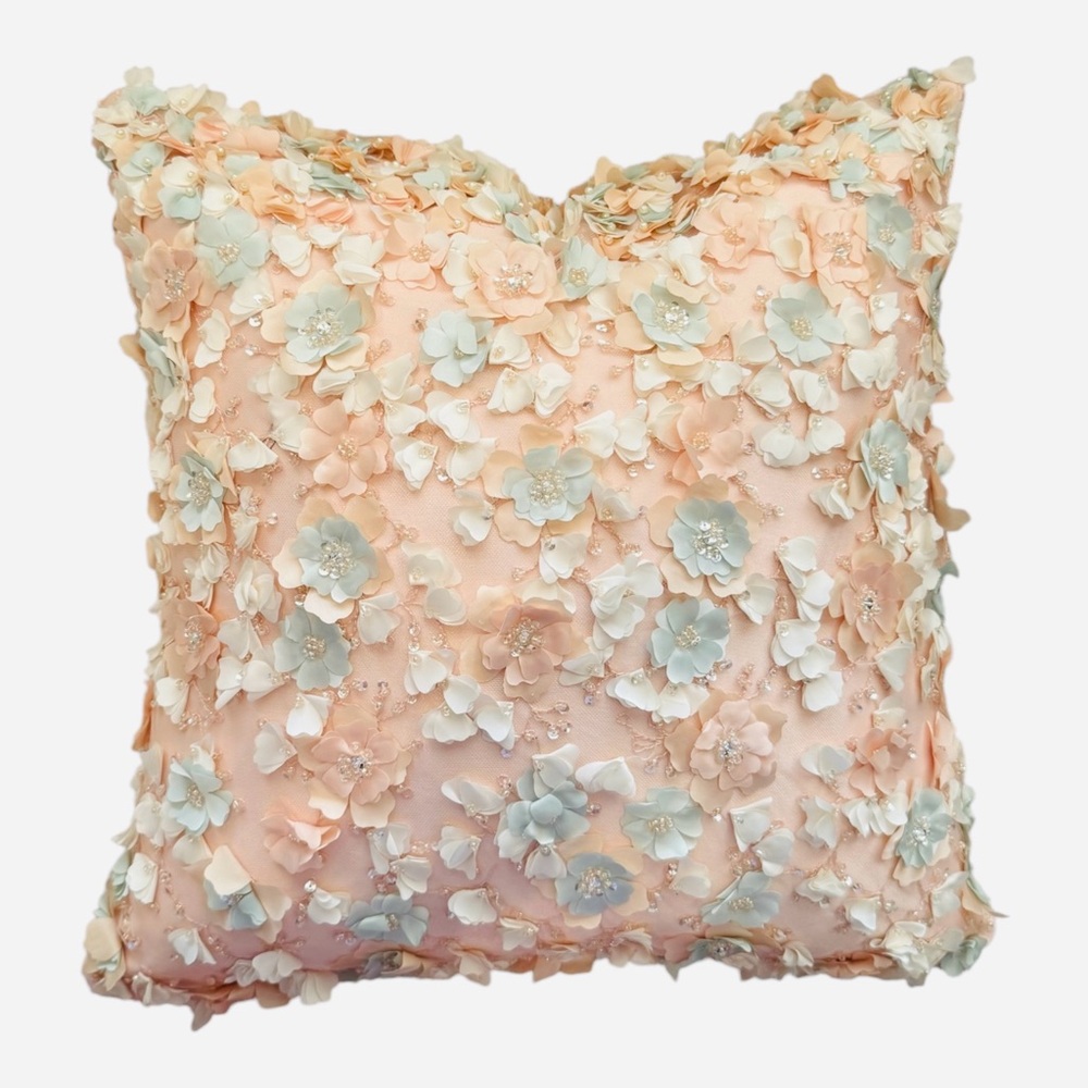 Ethereal Blossom Appliqué Pillow